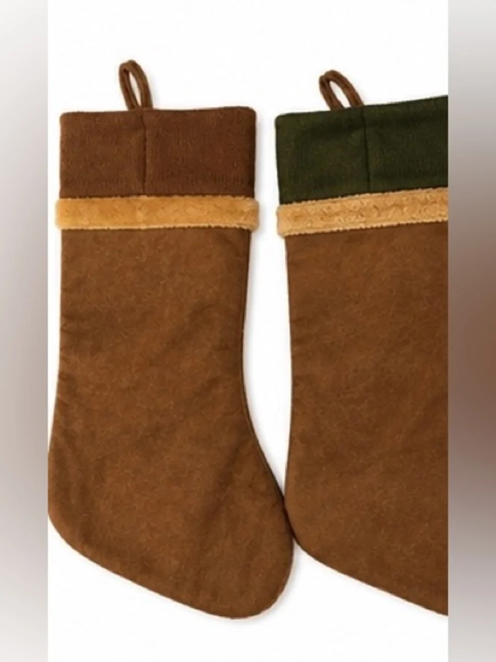 Handmade Rustic Artisan Christmas Stocking Set 2 Woodland Moose & Snowman Luxury